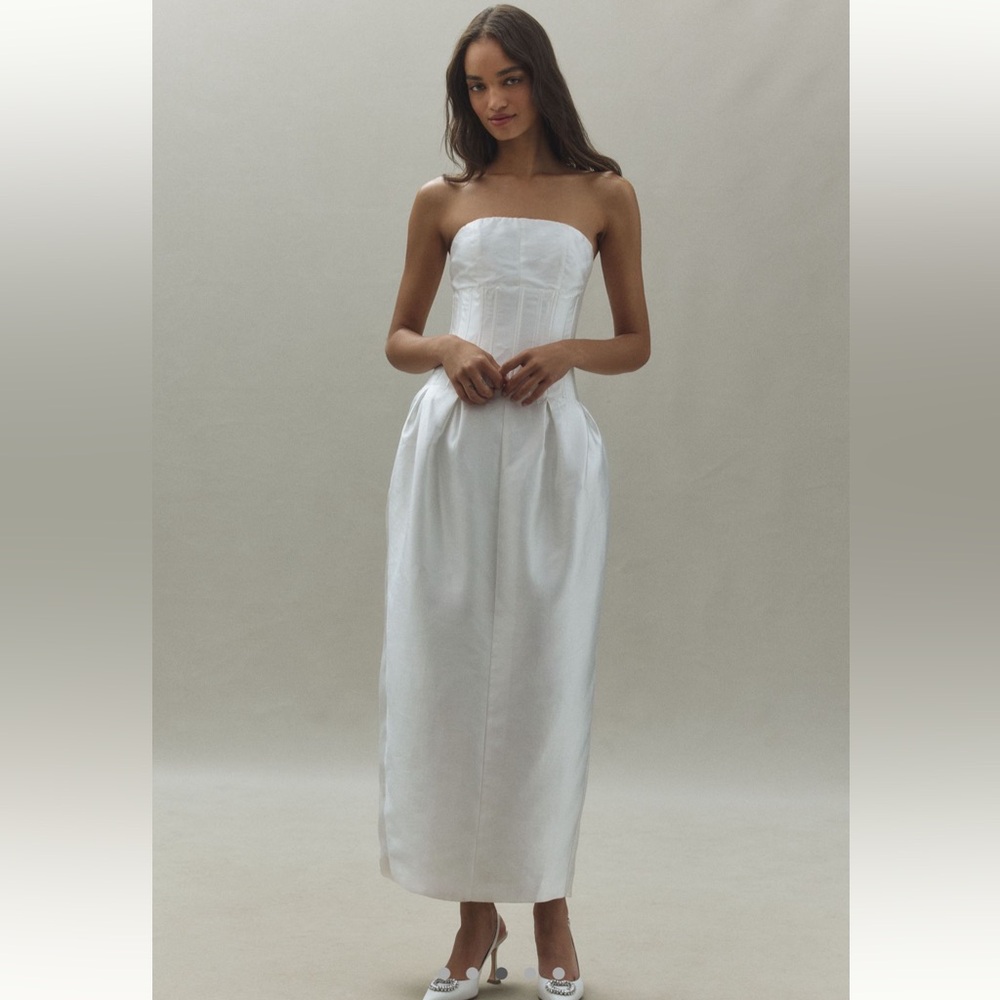 Anthropologie White Strapless Gown for Brides